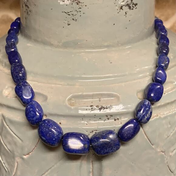 Jay King Necklace Sterling Silver & Lapis Lazuli Graduating Oblong Beaded - Picture 3 of 9